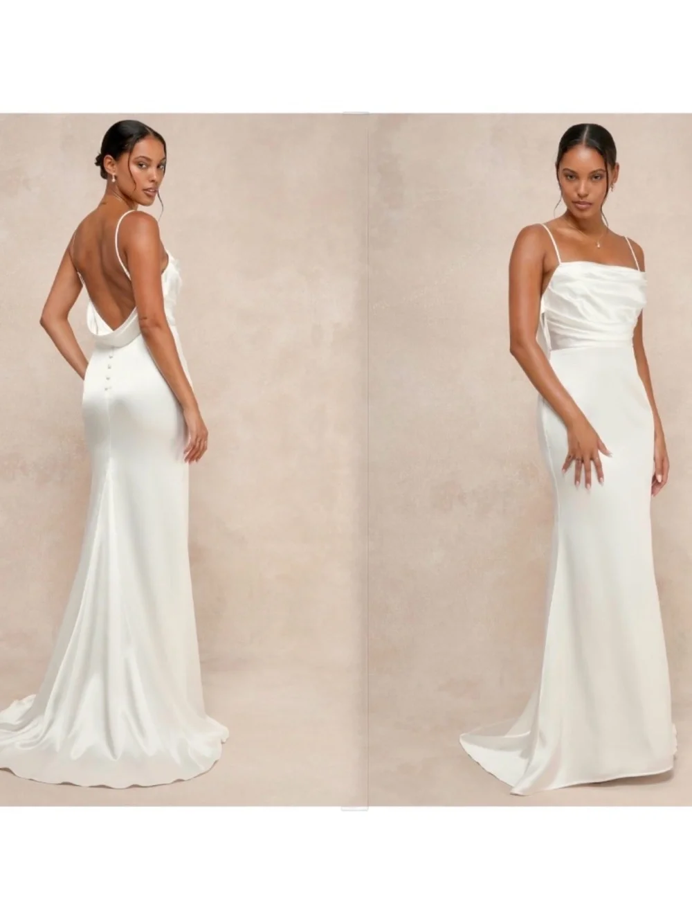 NWOT Lulus Lovely Endearment White Satin Sleeveless Backless Wedding Dress S